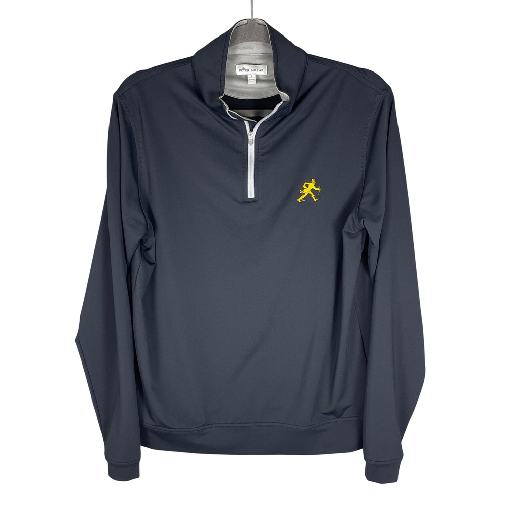 Peter Millar Perth Performance Quarter Zip Mens S Black Excellent Logo Pullover